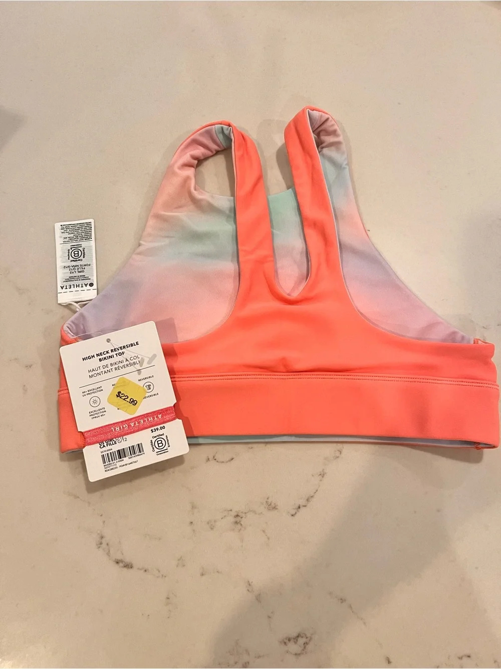Athleta Girls Coral Pink Swim Bikini Top